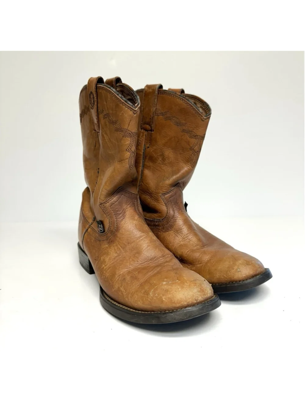 Justin CR0508 Women's Roper Boots Brown Leather Western Work Pull On Size 6.5 B